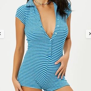 Frankie’s bikinis “Rose” romper in Positano stripe